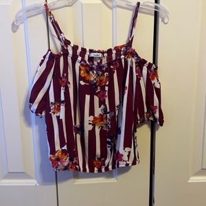 papaya medium striped floral shirt